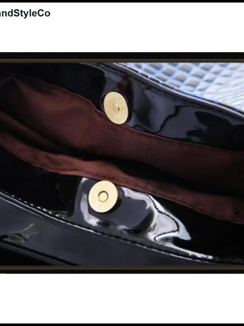 Patent Leather Hobo Tote with Stone Pattern, Adjustable Shoulder Strap,
